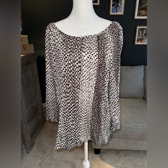 Michael Kors Brown and White Patterned Top XL - Picture 2 of 8